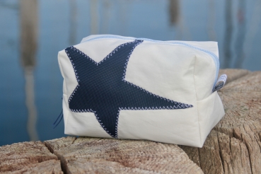 Segeltuch Kosmetiktasche eckig mit dunkelblauem Stern